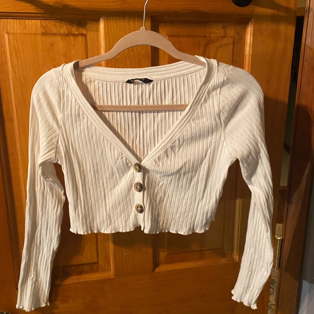White crop top with buttons